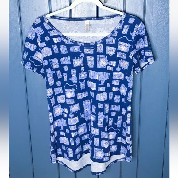Lularoe Camera Classic T Shirt Size XS Blue Novelty Playful Photographer Fun - Picture 1 of 4
